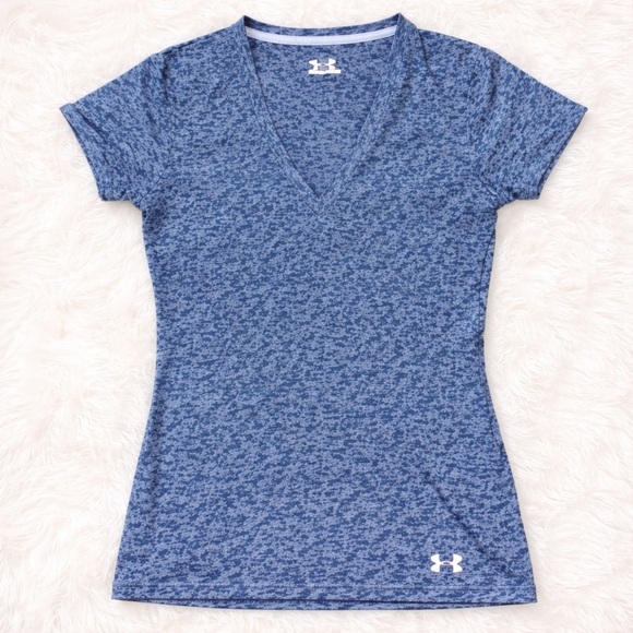 Under Armour Tops - Under Armour Women’s XS Blue Heathered V-Neck Athletic Tee Workout Gym Running